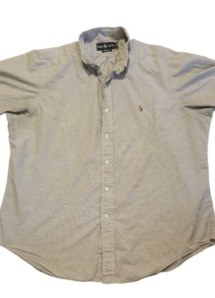 Ralph Lauren Mens Classic Fit Short Sleeve Checkered Button-Down Shirt XL Cotton Casual