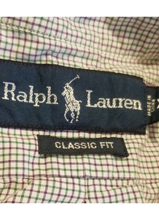 Ralph Lauren Mens Classic Fit Short Sleeve Checkered Button-Down Shirt XL Cotton Casual