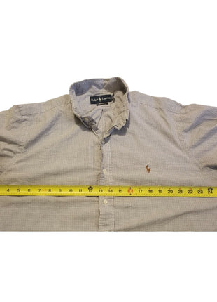 Ralph Lauren Mens Classic Fit Short Sleeve Checkered Button-Down Shirt XL Cotton Casual