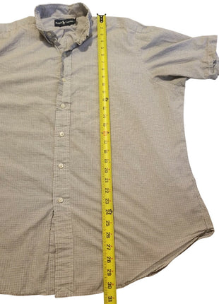 Ralph Lauren Mens Classic Fit Short Sleeve Checkered Button-Down Shirt XL Cotton Casual