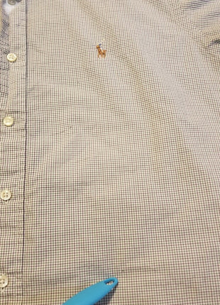 Ralph Lauren Mens Classic Fit Short Sleeve Checkered Button-Down Shirt XL Cotton Casual