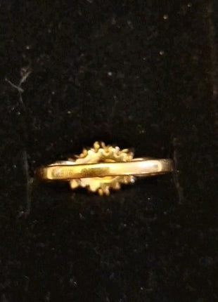 Vintage 14KT GF ESPO Dinner Ring Faux Ruby Red and Rhinestone Cluster Size 8.5