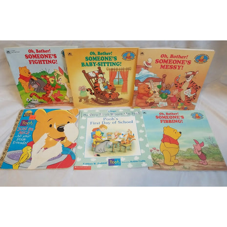 Lot 6 Disney WINNIE THE POOH Golden Look Look + Scholastic Books