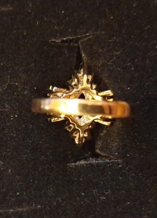 Vintage Cocktail Ring Faux Blue Sapphire and Rhinestone Cluster Size 6.5