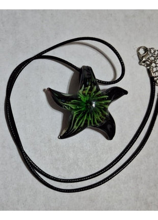 Hand Blown Glass Starfish Pendant Necklace 