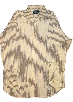 Mens Ralph Lauren Polo Button-up Long Sleeve Size 17 34/35 Curham Classic Fit Stripes