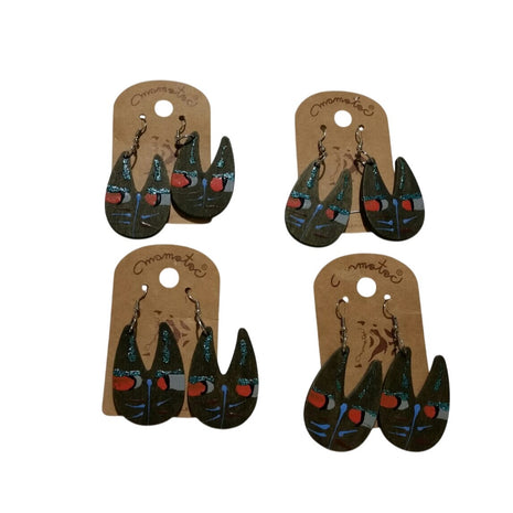 Handmade Wooden Drop Earrings With Artistic Design Chromatica Brand Lightweight & Eye-Catching Suitable For Any Occasion