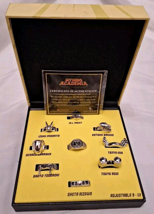 My Hero Academia Set of 9 Adjustable Rings Gamestop Exclusive Limited Ed w/COA