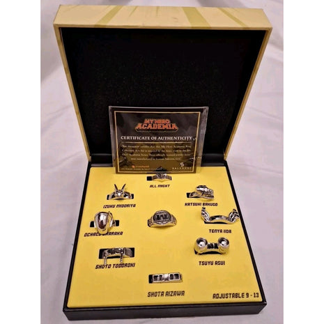 My Hero Academia Set of 9 Adjustable Rings Gamestop Exclusive Limited Ed w/COA