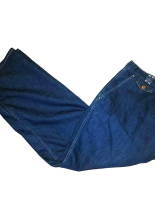 Womens Full Fit Jeans Dark Wash Sears Size 46X30 Cotton Polyester Blend Made In USA