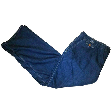 Womens Full Fit Jeans Dark Wash Sears Size 46X30 Cotton Polyester Blend Made In USA