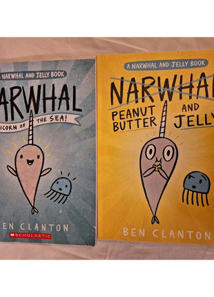 Lot of 2 Narwhal And Jelly Books - Unicorn Of The Sea - Peanut Butter And Jelly