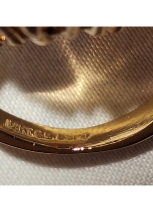 Vintage 14KT GF ESPO Cocktail Ring Faux Ruby Red and Rhinestone Cluster Size 7