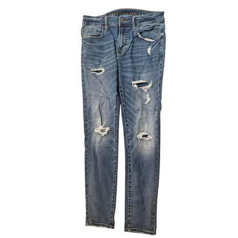 American Eagle Men’s Next Level Flex Skinny Jeans Size 31x32 Blue Denim Distressed