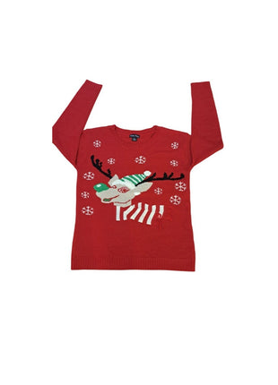 Evelyn Taylor Women’s XL Red Reindeer Ugly Christmas Sweater Festive Holiday