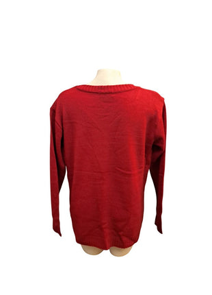 Evelyn Taylor Women’s XL Red Reindeer Ugly Christmas Sweater Festive Holiday