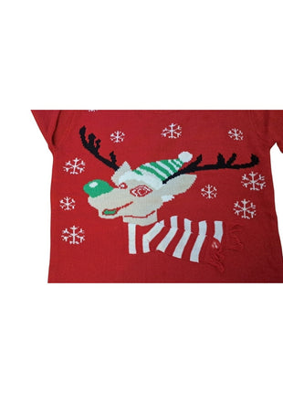 Evelyn Taylor Women’s XL Red Reindeer Ugly Christmas Sweater Festive Holiday