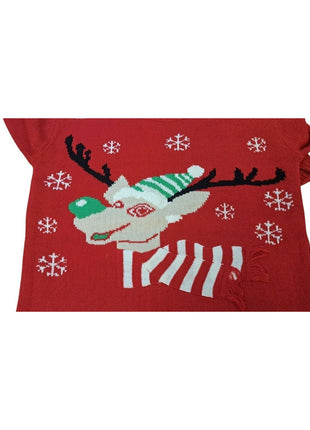 Evelyn Taylor Women’s XL Red Reindeer Ugly Christmas Sweater Festive Holiday
