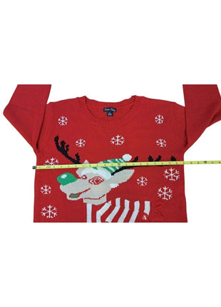 Evelyn Taylor Women’s XL Red Reindeer Ugly Christmas Sweater Festive Holiday