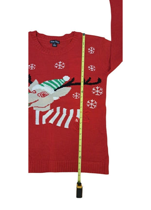 Evelyn Taylor Women’s XL Red Reindeer Ugly Christmas Sweater Festive Holiday