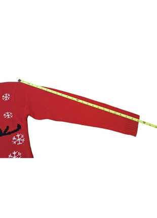 Evelyn Taylor Women’s XL Red Reindeer Ugly Christmas Sweater Festive Holiday