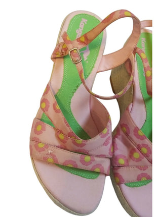 KANGAROOS PINK FLORAL WEDGES HEELS SANDALS SIZE 10