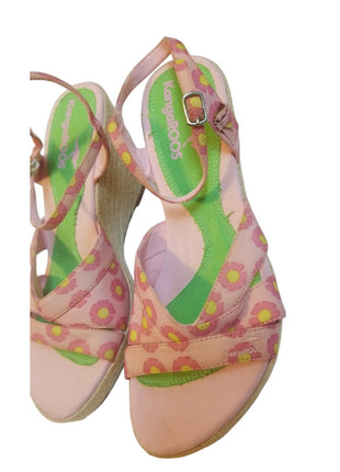 KANGAROOS PINK FLORAL WEDGES HEELS SANDALS SIZE 10