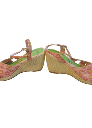 KANGAROOS PINK FLORAL WEDGES HEELS SANDALS SIZE 10