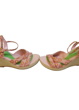 KANGAROOS PINK FLORAL WEDGES HEELS SANDALS SIZE 10