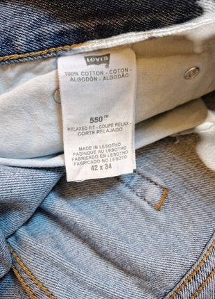 Levis 550 Relaxed Fit Mens Jeans 42x34 Light Wash Denim Cotton Straight Leg USA Made