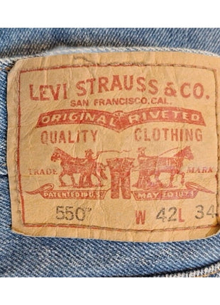 Levis 550 Relaxed Fit Mens Jeans 42x34 Light Wash Denim Cotton Straight Leg USA Made
