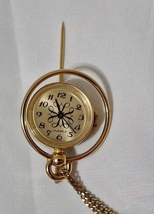 Vintage Avon Gold Tone Watch Pendant Necklace Brooch Pin 17 Jewels - Wind Up