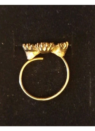 Vintage Sarah Coventry Adjustable Green Blue Rhinestone Gold Tone Butterfly Ring