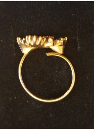 Vintage Sarah Coventry Adjustable Green Blue Rhinestone Gold Tone Butterfly Ring