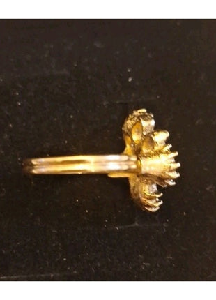 Vintage Sarah Coventry Adjustable Green Blue Rhinestone Gold Tone Butterfly Ring