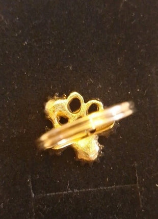 Vintage Sarah Coventry Adjustable Green Blue Rhinestone Gold Tone Butterfly Ring