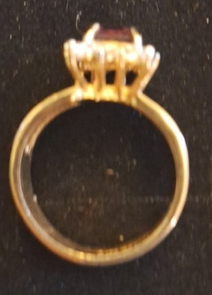 Vintage 14KT GF ESPO Cocktail Ring Faux Amethyst Rhinestone Cluster Size 8