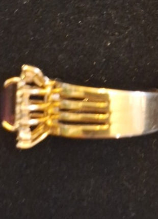 Vintage 14KT GF ESPO Cocktail Ring Faux Amethyst Rhinestone Cluster Size 8