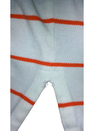 Ralph Lauren Polo Shirt Mens M White W/ Orange Stripes 100% Cotton Short Sleeve Casual Collared