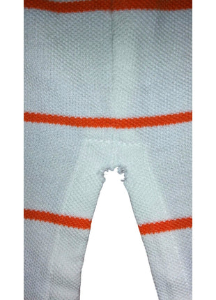 Ralph Lauren Polo Shirt Mens M White W/ Orange Stripes 100% Cotton Short Sleeve Casual Collared