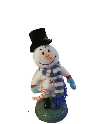 Gemmy 14-Inch Animated Snowman Christmas Decoration Sings and Dances on Blue Base – I’ve Got the Power Song