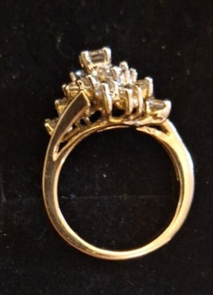 Vintage PANETTA Sterling  Rhinestone Cocktail Ring Size 6.5