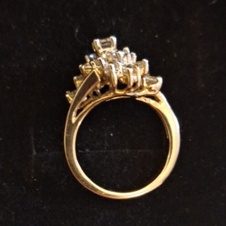 Vintage PANETTA Sterling  Rhinestone Cocktail Ring Size 6.5