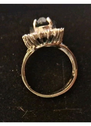 Vintage 18K GE Cocktail Ring Faux Green Emerald and Rhinestone Cluster Size 8 K