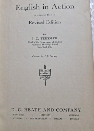 English In Action by  J. C. Tressler Course One Revised Edition 1935 Hardcover