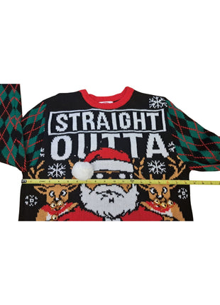 Men's Straight Outta North Pole Christmas Sweater Santa Ugly Holiday S Small (34-36)