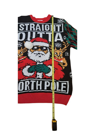 Men's Straight Outta North Pole Christmas Sweater Santa Ugly Holiday S Small (34-36)