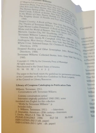 Set Of 3 Tennessee Williams Books: Conversations Glass Menagerie & Rose Tattoo