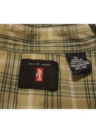 Levis Men's Long Sleeve Button Down Green Plaid Shirt XL