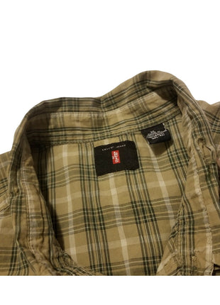 Levis Men's Long Sleeve Button Down Green Plaid Shirt XL